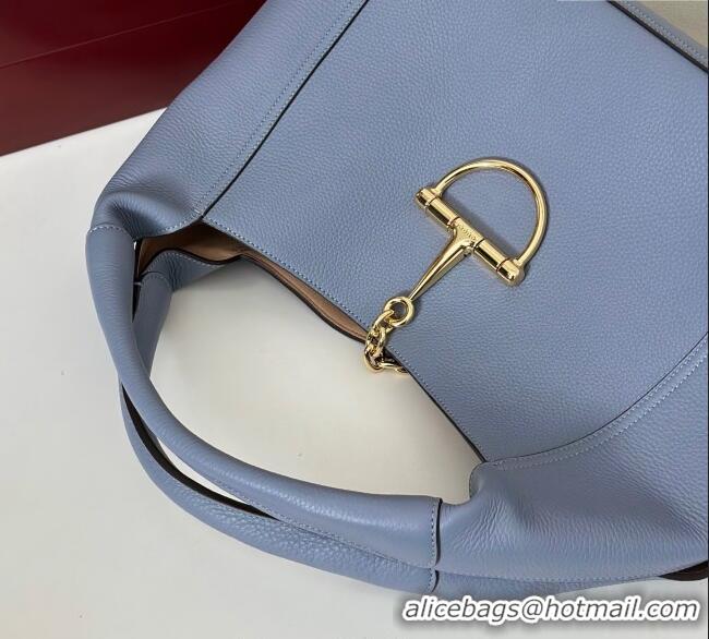 Super Quality Gucci Softbit Leather Maxi Shoulder Bag with Oversized Half Horsebit 837466 Light Blue 2025