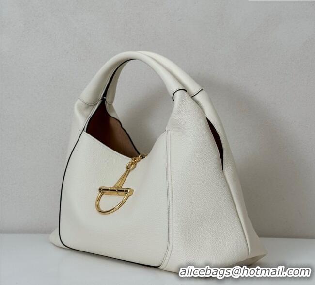 Top Quality Gucci Softbit Leather Maxi Shoulder Bag with Oversized Half Horsebit 837466 White 2025