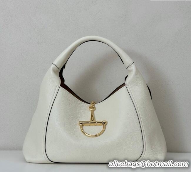 Top Quality Gucci Softbit Leather Maxi Shoulder Bag with Oversized Half Horsebit 837466 White 2025