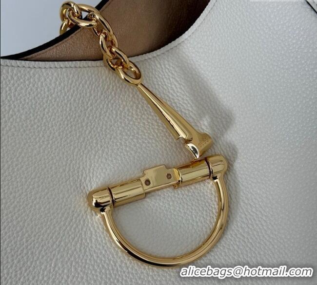Top Quality Gucci Softbit Leather Maxi Shoulder Bag with Oversized Half Horsebit 837466 White 2025