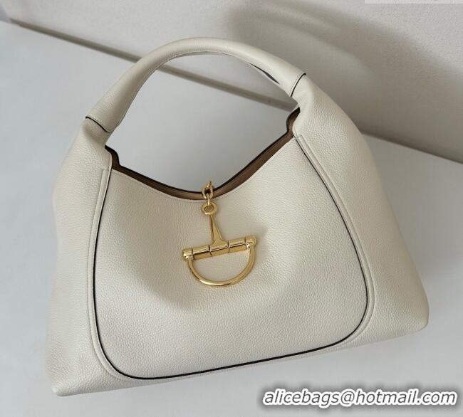 Top Quality Gucci Softbit Leather Maxi Shoulder Bag with Oversized Half Horsebit 837466 White 2025