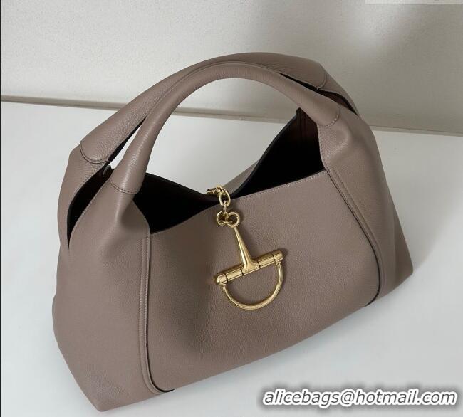 Cheap Price Gucci Softbit Leather Maxi Shoulder Bag with Oversized Half Horsebit 837466 Taupe 2025