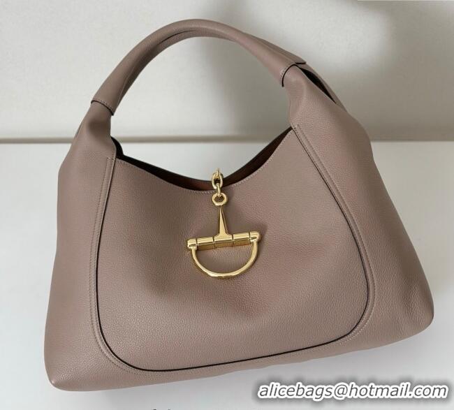 Cheap Price Gucci Softbit Leather Maxi Shoulder Bag with Oversized Half Horsebit 837466 Taupe 2025