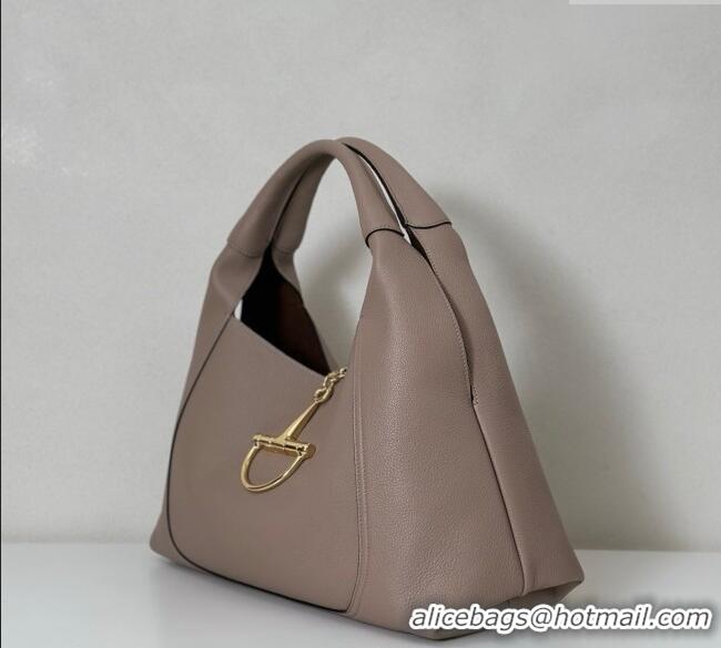 Cheap Price Gucci Softbit Leather Maxi Shoulder Bag with Oversized Half Horsebit 837466 Taupe 2025