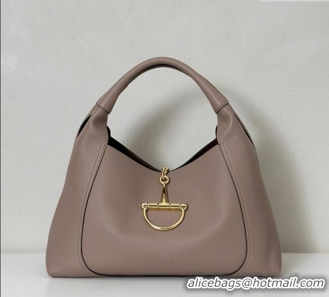 Cheap Price Gucci Softbit Leather Maxi Shoulder Bag with Oversized Half Horsebit 837466 Taupe 2025