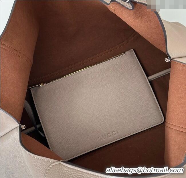 Cheap Price Gucci Softbit Leather Maxi Shoulder Bag with Oversized Half Horsebit 837466 Taupe 2025