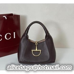 Buy Discount Gucci Softbit Leather Medium Shoulder Bag with Oversized Half Horsebit 837467 Dark Brown 2025