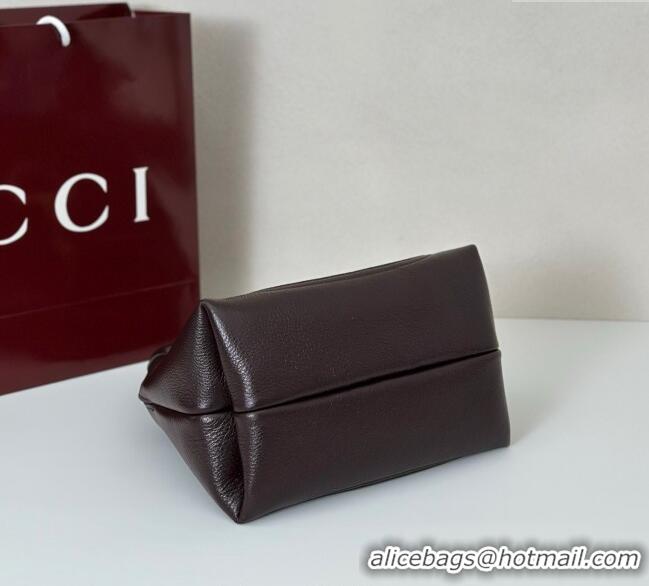 Buy Discount Gucci Softbit Leather Medium Shoulder Bag with Oversized Half Horsebit 837467 Dark Brown 2025