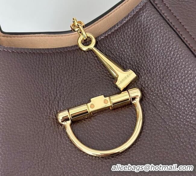 Buy Discount Gucci Softbit Leather Medium Shoulder Bag with Oversized Half Horsebit 837467 Dark Brown 2025