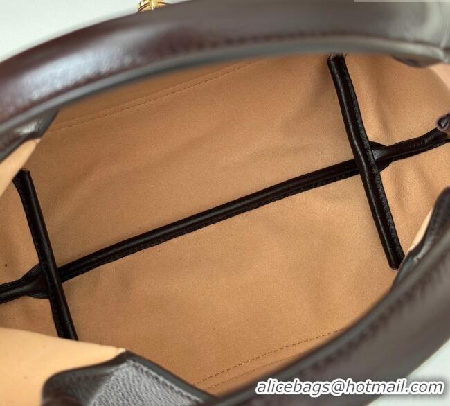 Buy Discount Gucci Softbit Leather Medium Shoulder Bag with Oversized Half Horsebit 837467 Dark Brown 2025