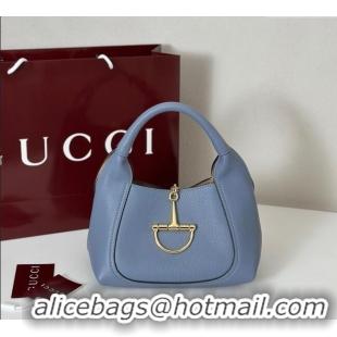 Best Design Gucci Softbit Leather Medium Shoulder Bag with Oversized Half Horsebit 837467 Light Blue 2025