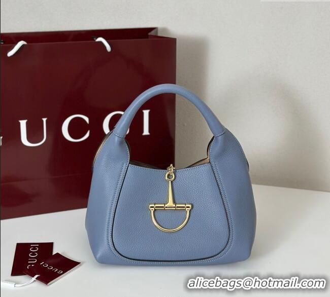 Best Design Gucci Softbit Leather Medium Shoulder Bag with Oversized Half Horsebit 837467 Light Blue 2025