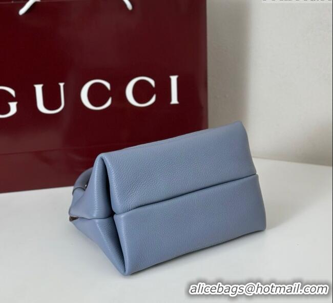 Best Design Gucci Softbit Leather Medium Shoulder Bag with Oversized Half Horsebit 837467 Light Blue 2025