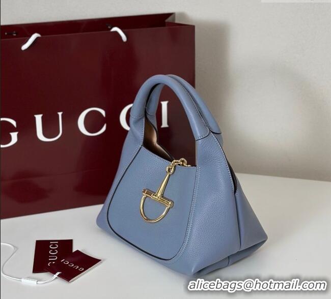Best Design Gucci Softbit Leather Medium Shoulder Bag with Oversized Half Horsebit 837467 Light Blue 2025