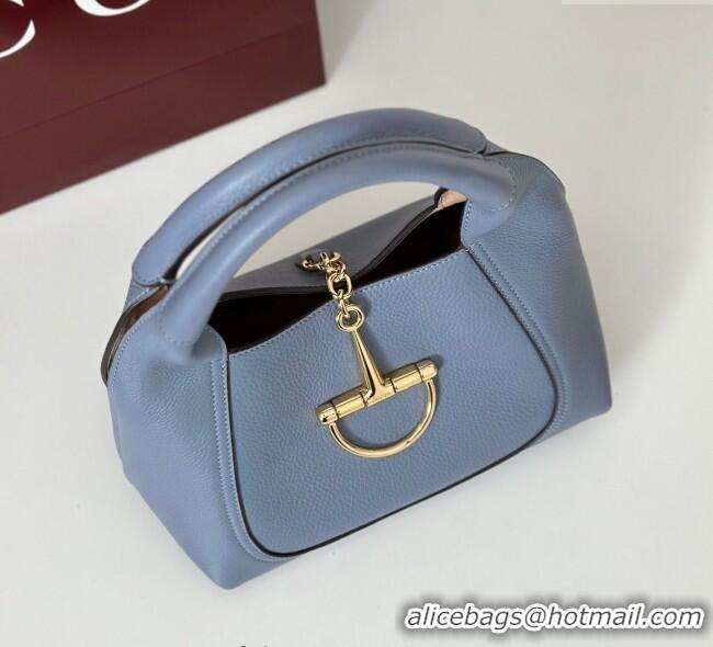 Best Design Gucci Softbit Leather Medium Shoulder Bag with Oversized Half Horsebit 837467 Light Blue 2025