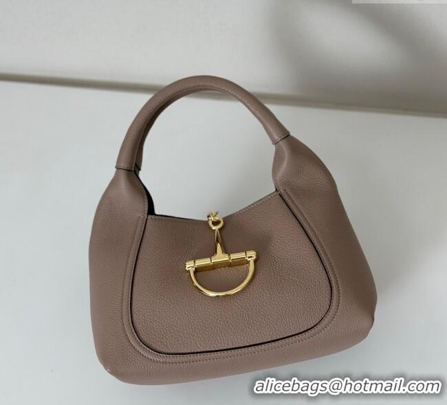 Grade Quality Gucci Softbit Leather Medium Shoulder Bag with Oversized Half Horsebit 837467 Taupe 2025
