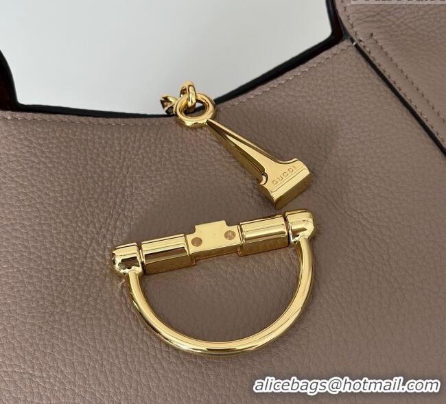 Grade Quality Gucci Softbit Leather Medium Shoulder Bag with Oversized Half Horsebit 837467 Taupe 2025