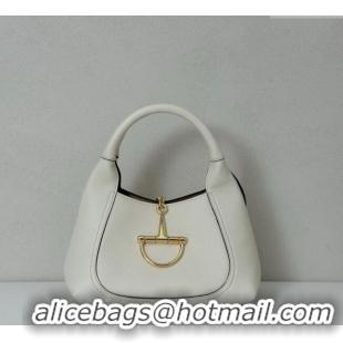 Market Sells Gucci Softbit Leather Medium Shoulder Bag with Oversized Half Horsebit 837467 White 2025