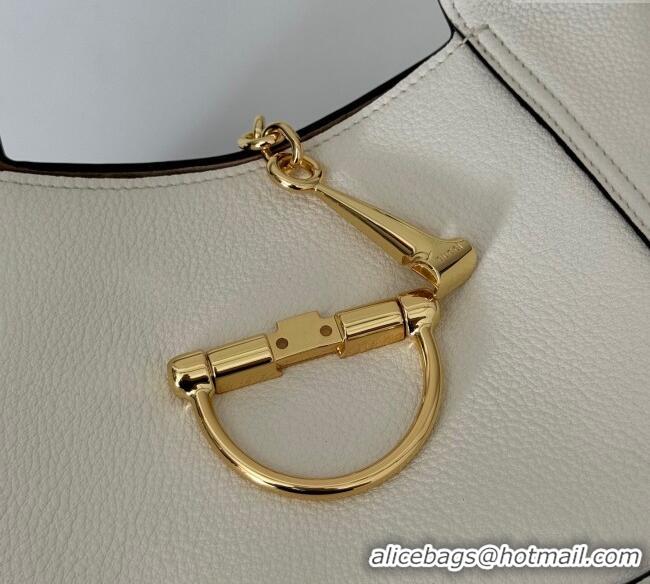 Market Sells Gucci Softbit Leather Medium Shoulder Bag with Oversized Half Horsebit 837467 White 2025