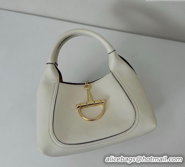 Market Sells Gucci Softbit Leather Medium Shoulder Bag with Oversized Half Horsebit 837467 White 2025