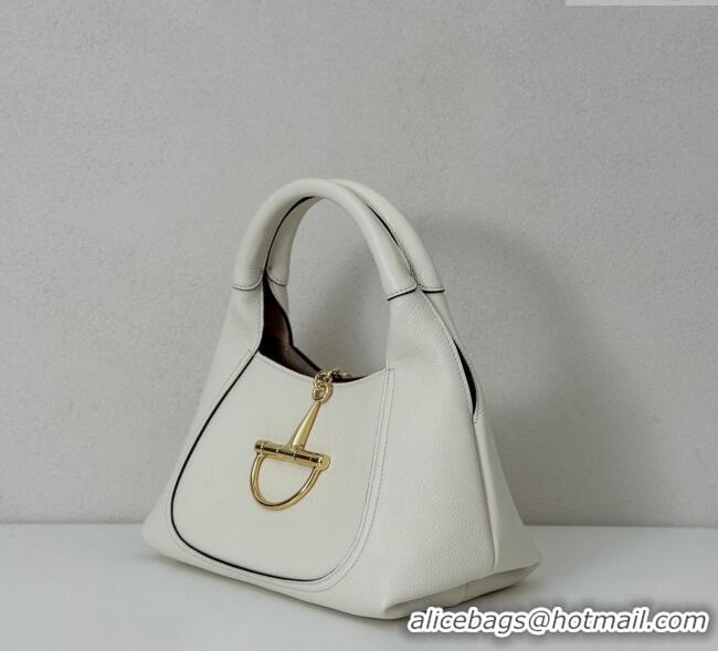Market Sells Gucci Softbit Leather Medium Shoulder Bag with Oversized Half Horsebit 837467 White 2025
