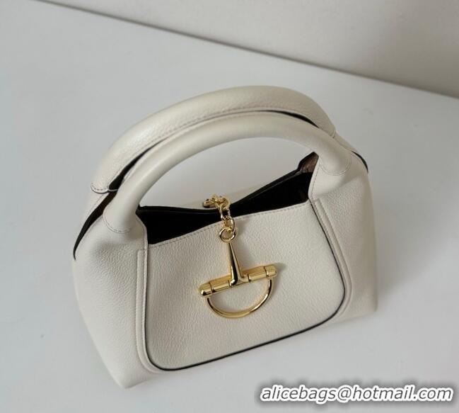 Market Sells Gucci Softbit Leather Medium Shoulder Bag with Oversized Half Horsebit 837467 White 2025