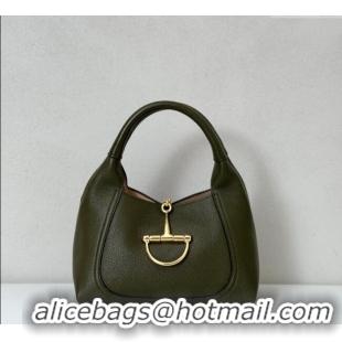 Luxury Discount Gucci Softbit Leather Medium Shoulder Bag with Oversized Half Horsebit 837467 Khaki 2025