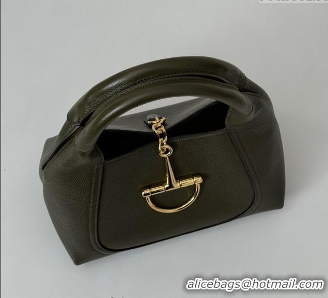 Luxury Discount Gucci Softbit Leather Medium Shoulder Bag with Oversized Half Horsebit 837467 Khaki 2025