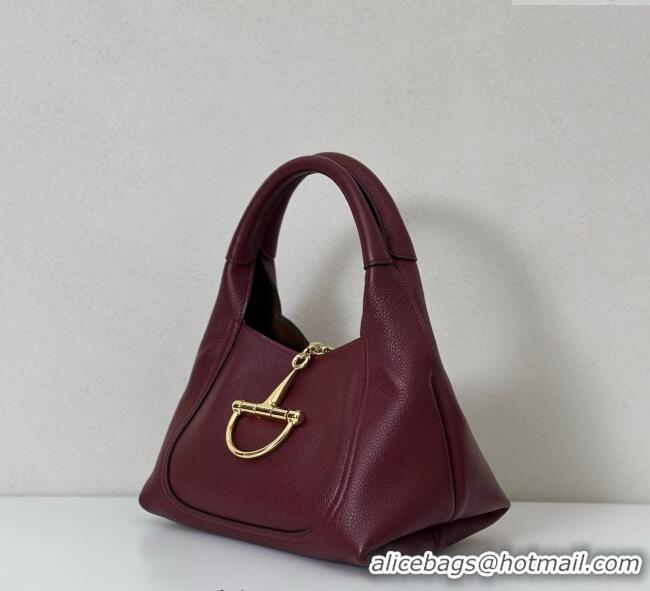 Best Product Gucci Softbit Leather Medium Shoulder Bag with Oversized Half Horsebit 837467 Ancora Red 2025