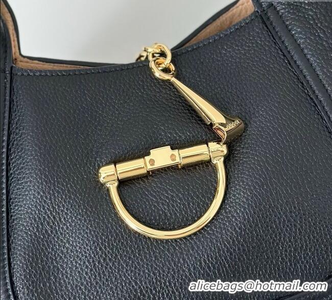 Grade Design Gucci Softbit Leather Medium Shoulder Bag with Oversized Half Horsebit 837467 Black 2025