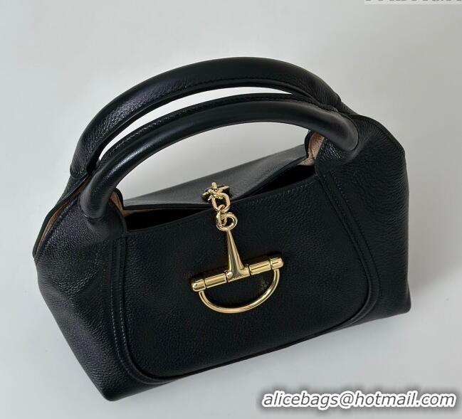 Grade Design Gucci Softbit Leather Medium Shoulder Bag with Oversized Half Horsebit 837467 Black 2025