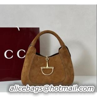 Market Sells Gucci Softbit Suede Medium Shoulder Bag with Oversized Half Horsebit 837467 Brown 2025