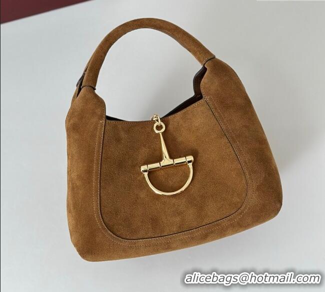 Market Sells Gucci Softbit Suede Medium Shoulder Bag with Oversized Half Horsebit 837467 Brown 2025