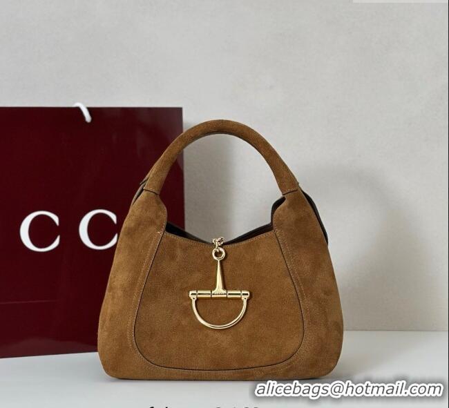 Market Sells Gucci Softbit Suede Medium Shoulder Bag with Oversized Half Horsebit 837467 Brown 2025