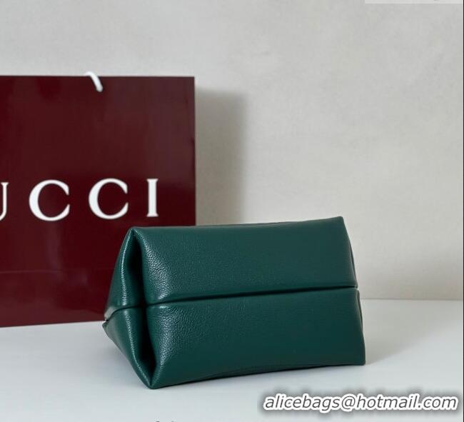 Discount Gucci Softbit Leather Medium Shoulder Bag with Oversized Half Horsebit 837467 Dark Green 2025