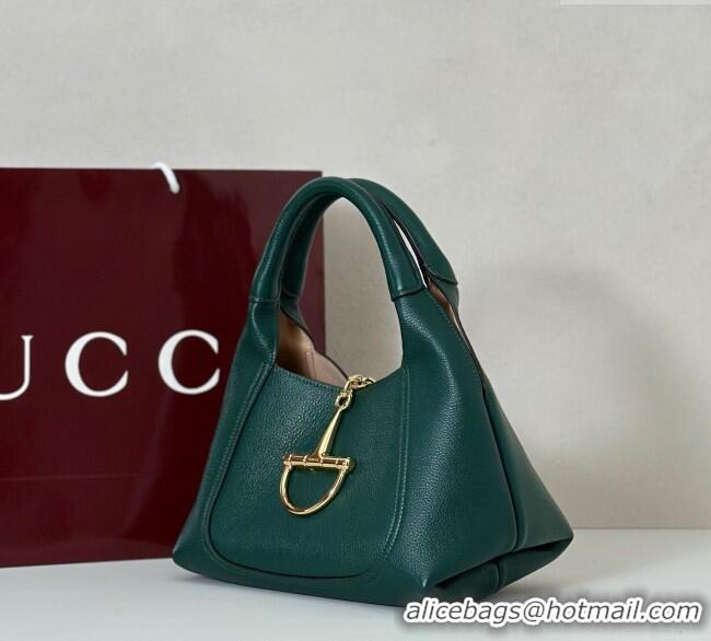 Discount Gucci Softbit Leather Medium Shoulder Bag with Oversized Half Horsebit 837467 Dark Green 2025