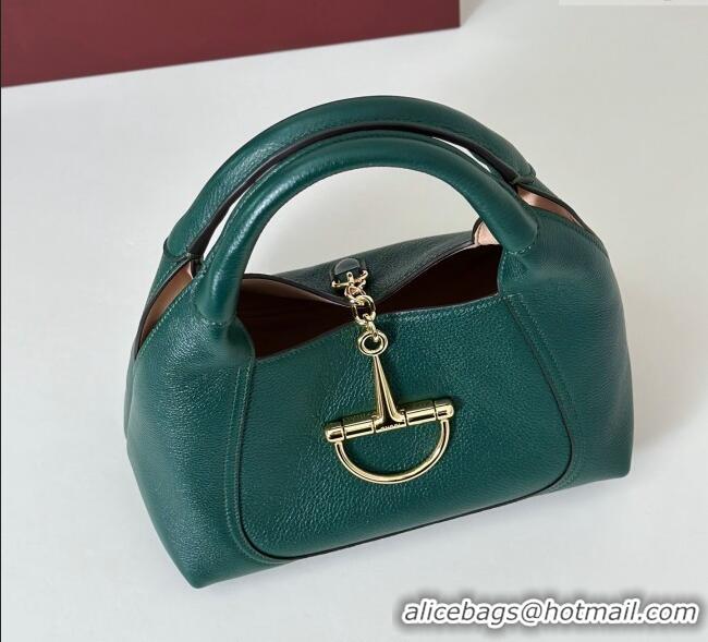 Discount Gucci Softbit Leather Medium Shoulder Bag with Oversized Half Horsebit 837467 Dark Green 2025