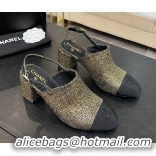 Best Price Chanel Cotton Tweed & Grosgrain Slingbacks Pump 6.5cm Gold 2025 G46865 1103051