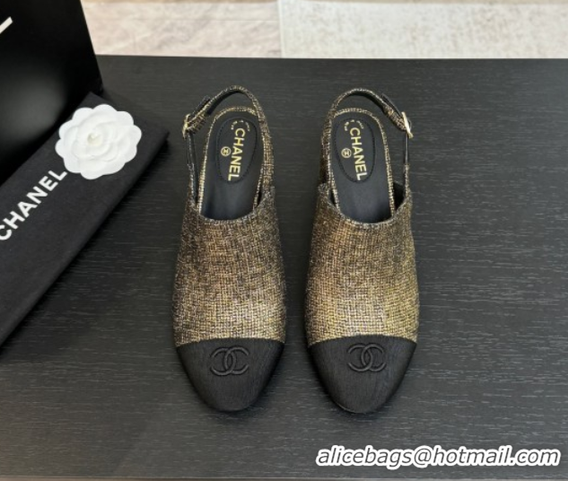 Best Price Chanel Cotton Tweed & Grosgrain Slingbacks Pump 6.5cm Gold 2025 G46865 1103051