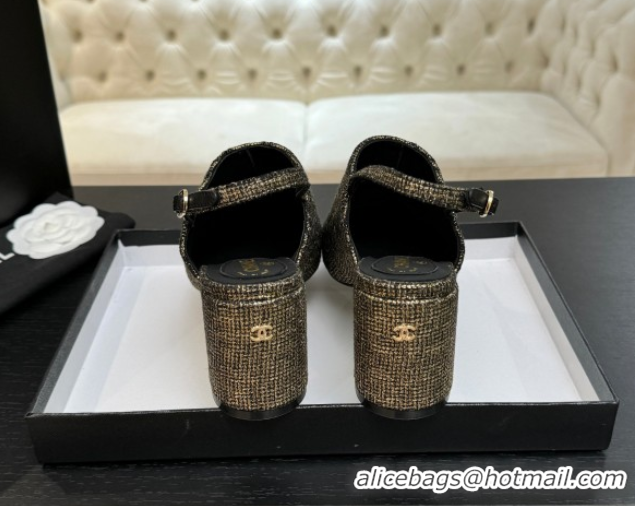 Best Price Chanel Cotton Tweed & Grosgrain Slingbacks Pump 6.5cm Gold 2025 G46865 1103051