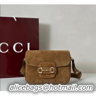 Best Grade Gucci Horsebit 1955 Aura mini shoulder bag in Suede 847064 Brown 2025