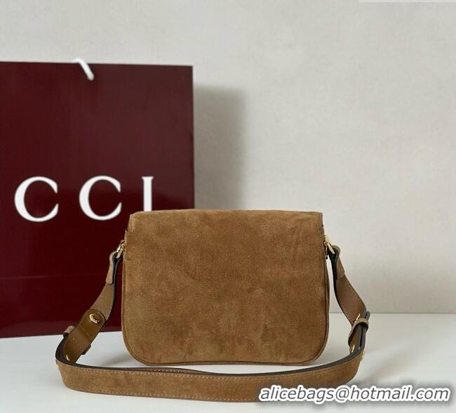Best Grade Gucci Horsebit 1955 Aura mini shoulder bag in Suede 847064 Brown 2025