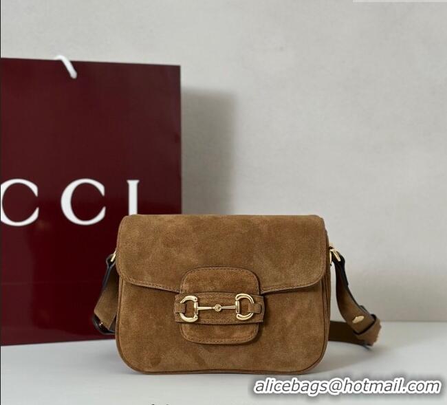Best Grade Gucci Horsebit 1955 Aura mini shoulder bag in Suede 847064 Brown 2025