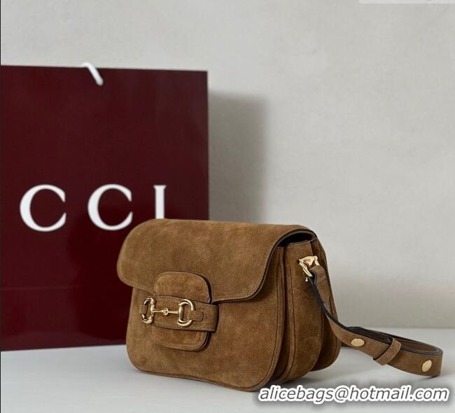 Best Grade Gucci Horsebit 1955 Aura mini shoulder bag in Suede 847064 Brown 2025