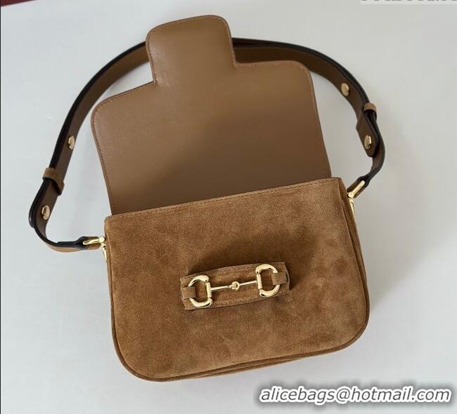 Best Grade Gucci Horsebit 1955 Aura mini shoulder bag in Suede 847064 Brown 2025