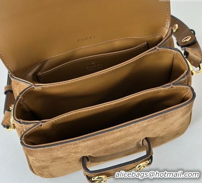 Best Grade Gucci Horsebit 1955 Aura mini shoulder bag in Suede 847064 Brown 2025
