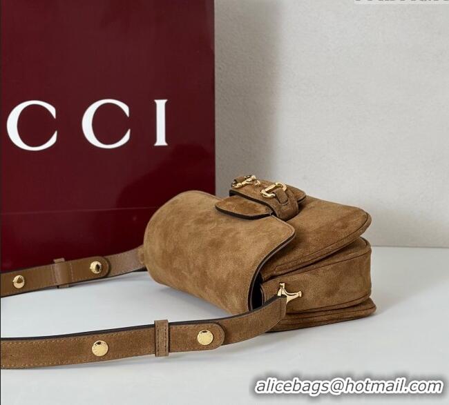 Best Grade Gucci Horsebit 1955 Aura mini shoulder bag in Suede 847064 Brown 2025