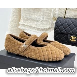 Unique Style Chanel Quilted Wool Mary Janes Ballets Flat Beige 2025 CH110301 1103060
