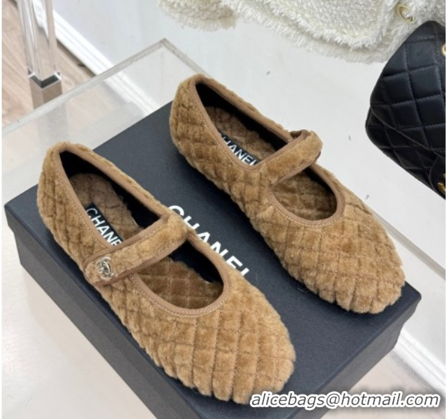 Unique Style Chanel Quilted Wool Mary Janes Ballets Flat Beige 2025 CH110301 1103060