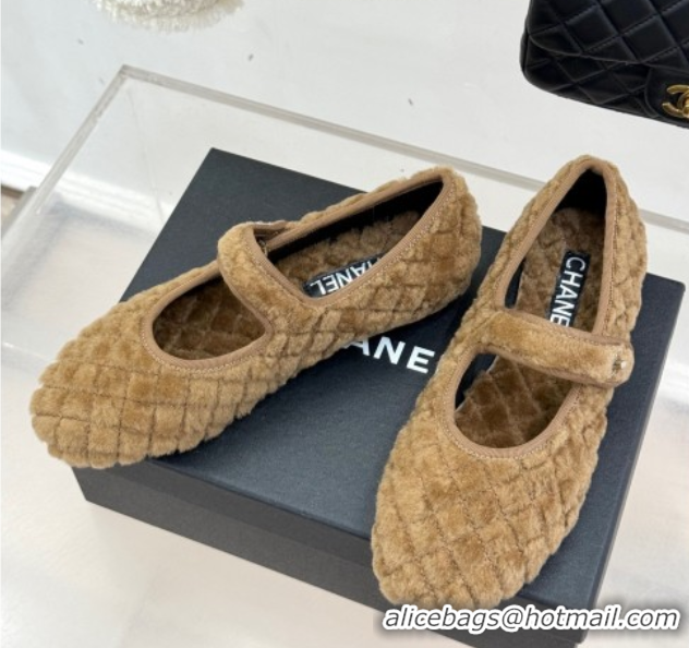 Unique Style Chanel Quilted Wool Mary Janes Ballets Flat Beige 2025 CH110301 1103060